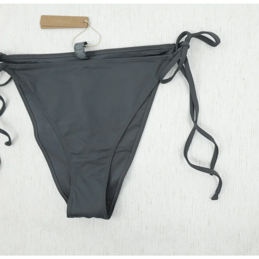 SKIMS Swim Recycled Bikini Bottom Womens 2X Gunmetal Low Rise Tie Beachwear‎